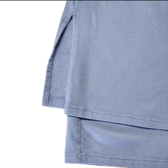 Pure Jill Boat Neck Tunic Size M Soft Modal Cotton Layered Hem Misty Blue - Picture 7 of 8